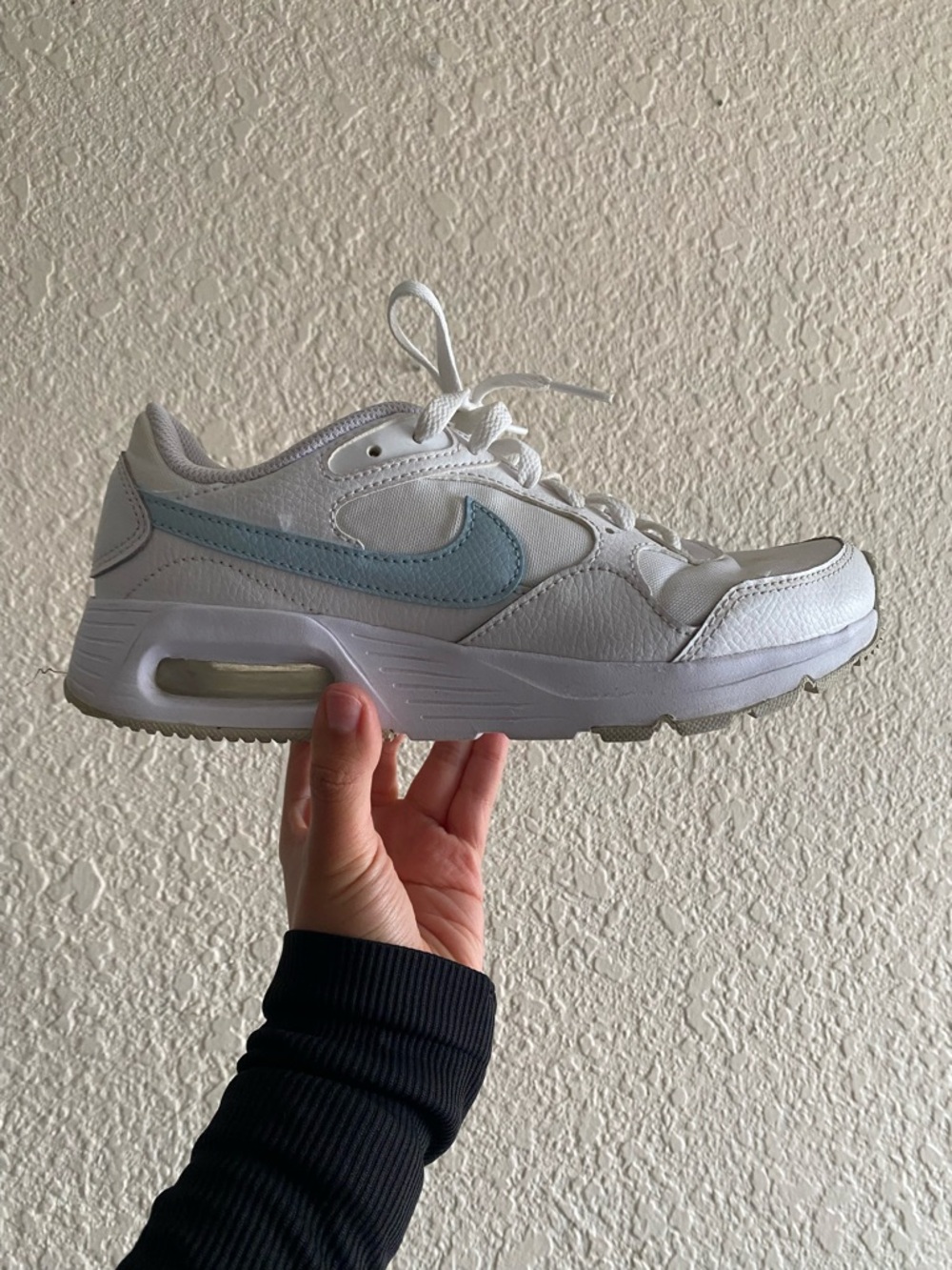 Nike White Sneaker with Light Blue Swoosh